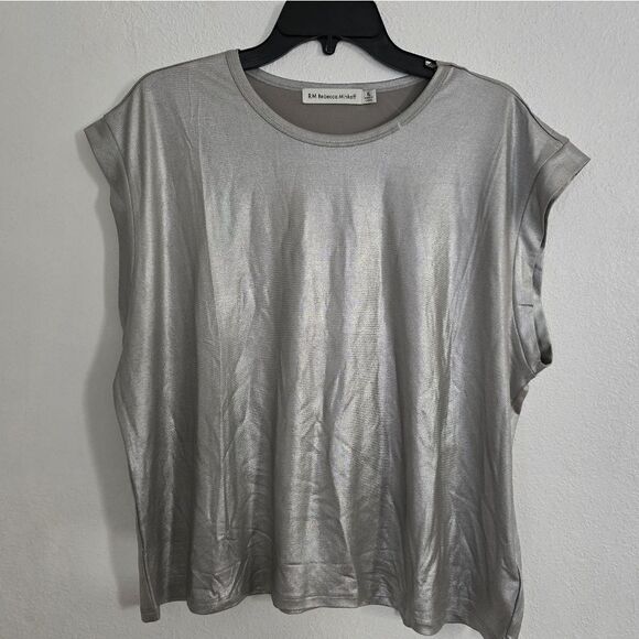 Rebecca Minkoff Silver Metallic Sleveeless Shirt Size XL - Picture 1 of 7